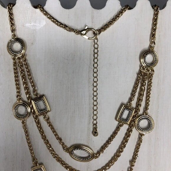 Layered Gold & Silver Tone Chain Necklace - Picture 3 of 5